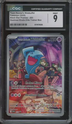 2025 Pokemon Black Star Promo #203 Team Rocket's Wobbuffet Mint CGC 9 - Image 1