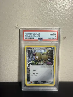 Pokemon 2006 Meowth Rev. Foil Holon Phantoms #71 PSA 8 - Image 1