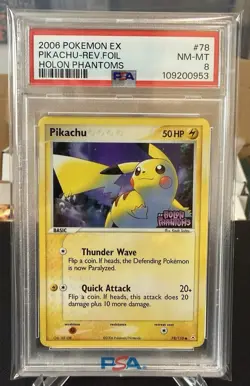 2006 Pokemon Pikachu EX Holon Phantoms Reverse Holo #78 PSA 8 Mint - Image 1