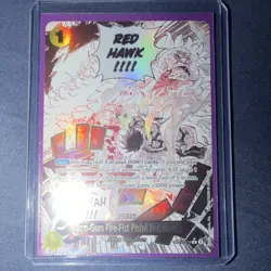 One Piece CCG Gum-Gum Fire-Fist Pistol Red Hawk OP11-114 Event R Holo AA - Image 1