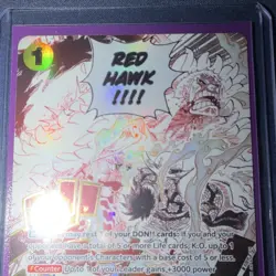 One Piece CCG Gum-Gum Fire-Fist Pistol Red Hawk OP11-114 Event R Holo AA - Image 2