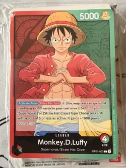 New Sealed Pre-Errata One Piece Monkey D. Luffy Demo Deck w Sealed Promo Pack - Image 3