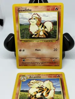 Pokemon Cards Arcanine 23/102 Base Set AND Growlithe 28/102 Base Set Pokemon TCG - Image 3