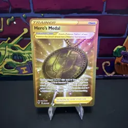 Pokemon Hero's Medal 201/185 Swsh04: Vivid Voltage Secret Rare Holo English Card - Image 1