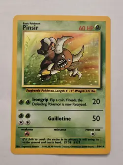 Pokemon TCG Pinsir Holo Rare Card Jungle Unlimited, No Symbol Error, Card 9/64 - Image 1