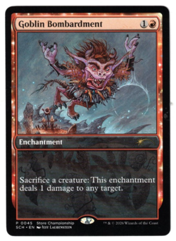 MTG GOBLIN BOMBARDMENT FULL ART STORE CHAMPIONSHIP PROMO RED ENCHANTMENT NM EDH - Image 1