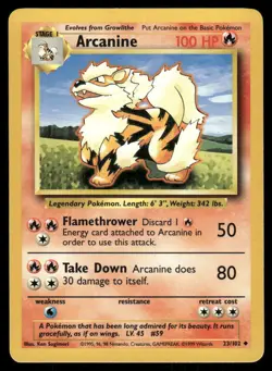 ARCANINE 023/102 BASE SET POKEMON UNCOMMON - Image 1