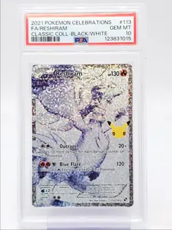 RESHIRAM 2021 POKEMON CELEBRATIONS BLACK AND WHITE SET 113/114 PSA 10 Q0465 - Image 1