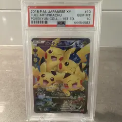 2016 POKEMON JPN XY POKEKYUN COLLECTION 1ST EDITION #010 FULL ART/PIKACHU PSA 10 - Image 1