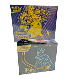 2x Pokemon ETB Lot Mega Evolutions and Surging Sparks Factory Sealed - Image 1