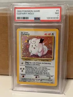 Pokemon TCG Clefairy Base Set 5/102 Holo Rare PSA 7 Holo 1999 - Image 1