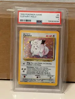 Pokemon TCG Clefairy Base Set 5/102 Holo Rare PSA 7 Holo 1999 - Image 2