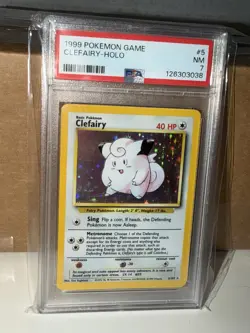Pokemon TCG Clefairy Base Set 5/102 Holo Rare PSA 7 Holo 1999 - Image 3