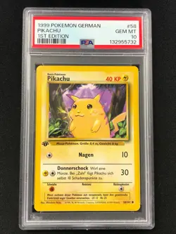 Pokemon 1999 Pikachu 1st 58/102 German PSA 10 - Image 1