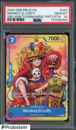 #2 One Piece EN 2nd Anniversary Tournament Participation Monkey D Luffy PSA 10 - Image 1