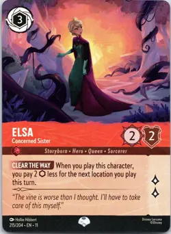 Disney Lorcana Elsa - Concerned Sister (Epic) Winterspell Epic #215/204 NM - Image 1