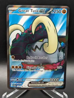Pokemon Great Tusk ex Scarlet & Violet Base Set 230/198 Full Art Holo NM Card - Image 1