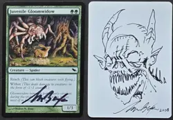 SKETCHED MtG Magic Tom Baxa _ Shadowmoor _ Artist Proof _ JUVENILE GLOOMWIDOW _ - Image 1
