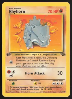 Pokemon TCG | Rhyhorn 61/64 | Common | Jungle | 1st Edition Moderately Played - Image 2