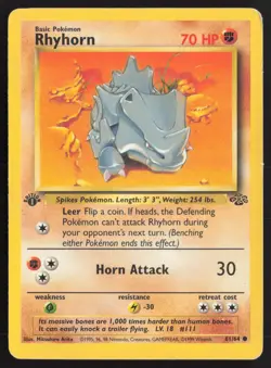 Pokemon TCG | Rhyhorn 61/64 | Common | Jungle | 1st Edition Moderately Played - Image 2