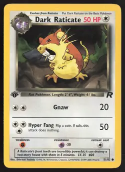 Pokemon TCG | Dark Raticate 51/82 | Common | Team Rocket | 1st Edition LP - Image 2