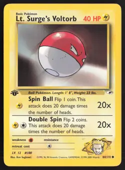 Pokemon TCG | Lt. Surge's Voltorb 84/132 | Common | Gym Heroes | 1st Edition LP - Image 2