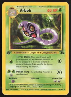 Pokemon TCG | Arbok 31/62 | Uncommon | Fossil | 1st Edition Moderately Played - Image 2