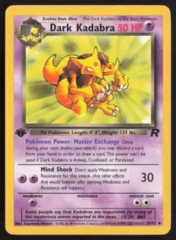 Pokemon TCG | Dark Kadabra 39/82 | Uncommon | Team Rocket | 1st Edition LP - Image 2