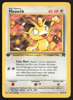 Pokemon TCG | Meowth 62/82 | Common | Team Rocket | 1st Edition Lightly Played - Image 2