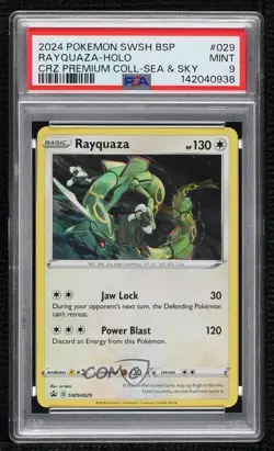Rayquaza Holo Pokemon Sword & Shield Black Star Promo PSA 9 MINT - Image 1