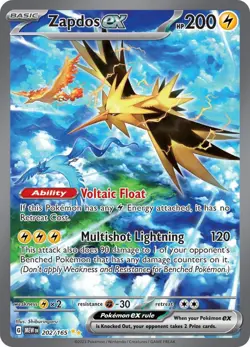 Pokemon TCG Zapdos EX 202/165 Special Illustration Rare Scarlet & Violet 151 - Image 1