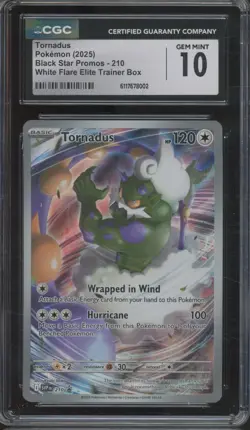 2025 Pokemon Black Star Promo White Flare Elite Trainer Tornadus Gem Mint CGC 10 - Image 1