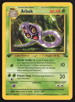 Pokemon TCG | Arbok 31/62 | Uncommon | Fossil | 1st Edition Lightly Played - Image 2