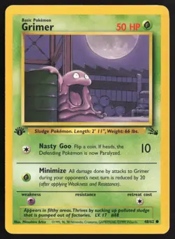 Pokemon TCG | Grimer 48/62 | Common | Fossil | 1st Edition Lightly Played - Image 2