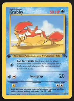 Pokemon TCG | Krabby 51/62 | Common | Fossil | 1st Edition Lightly Played - Image 2