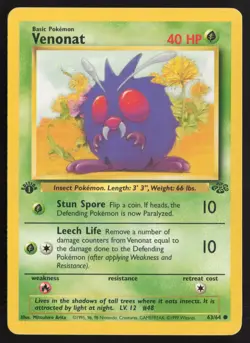 Pokemon TCG | Venonat 63/64 | Common | Jungle | 1st Edition Lightly Played - Image 2
