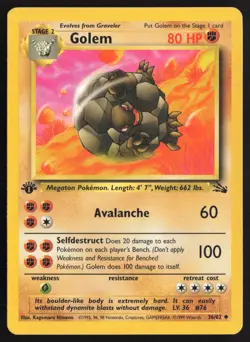 Pokemon TCG | Golem 36/62 | Uncommon | Fossil | 1st Edition Lightly Played - Image 2