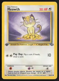 Pokemon TCG | Meowth 56/64 | Common | Jungle | 1st Edition Lightly Played - Image 2
