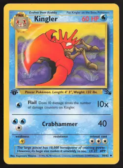 Pokemon TCG | Kingler 38/62 | Uncommon | Fossil | 1st Edition Lightly Played - Image 2