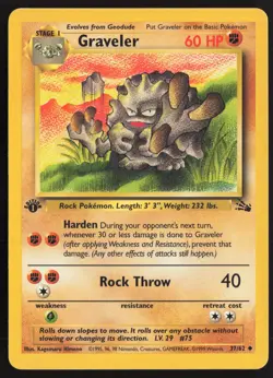 Pokemon TCG | Graveler 37/62 | Uncommon | Fossil | 1st Edition Lightly Played - Image 2