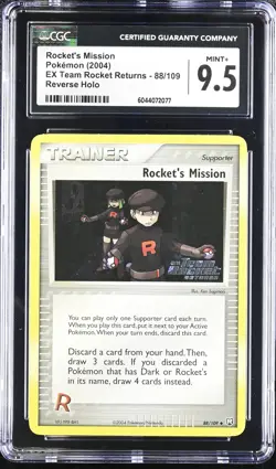 CGC 9.5 Rocket's Mission Team Rocket Returns 88/109 Reverse Holo STAMPED Pokemon - Image 1