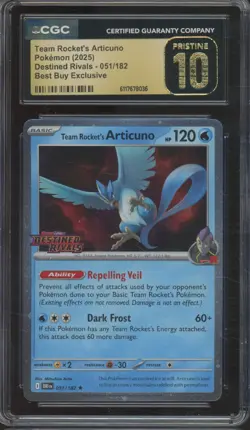 2025 Pokemon Team Destined Rivals #051 Team Rocket's Articuno Pristine CGC 10 - Image 1