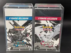 2x Pokemon SV10.5 Black Bolt White Flare Sealed Booster Bundle Display W/Acrylic - Image 1