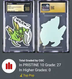 CGC Pristine 10 Scyther 2019 Pokemon Japanese Stickers Part 6 B-Side Label - Image 1