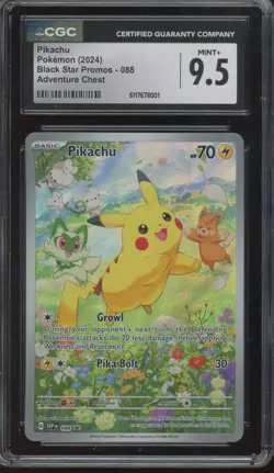 2024 Pokemon Black Star Promo Adventure Chest #088 Pikachu Mint+ CGC 9.5 - Image 1