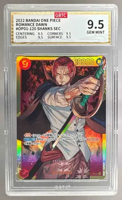 Shanks 2022 Japanese One Piece Romance Dawn #OP01-120 Secret Rare GBTC 9.5 - Image 1