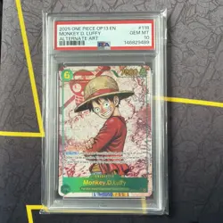 2025 ONE PIECE OP13-CARRYING ON HIS WILL ALTERNATE ART MONKEY D. LUFFY PSA 10 - Image 1