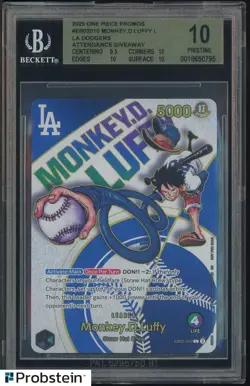 2025 One Piece Promo Dodgers Attendance Giveaway Monkey D. Luffy BGS 10 PRISTINE - Image 1