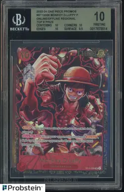 2022-24 One Piece Promos Monkey D. Luffy Regional TOP 8 Prize BGS 10 PRISTINE - Image 1