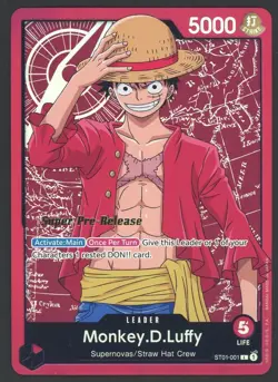 One Piece TCG Super Pre-Release Monkey D. Luffy Leader LP - Image 1